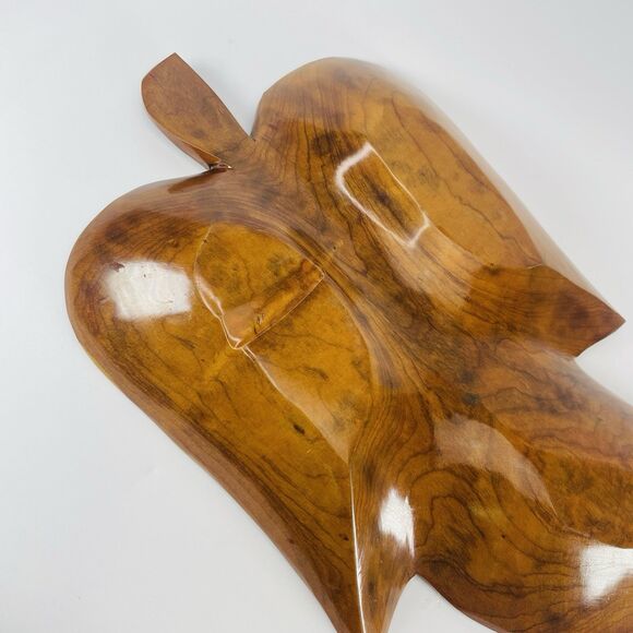 LARGE WOODEN VTG LEAF SHAPE Serving Candy Bowl Tray 3 Sections 18" X 10" MCM - Picture 9 of 14